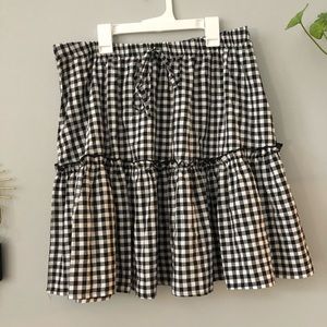 Black gingham layered skirt